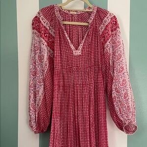 Matta Red and White Long Sleeve Dress